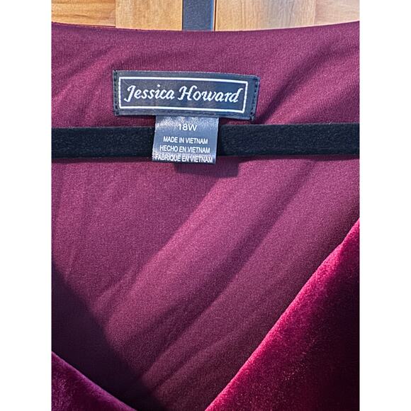 Jessica Howard Plus Velvet Mini Cocktail Party Dress Red Size 18W NEW w/tags - Picture 7 of 7
